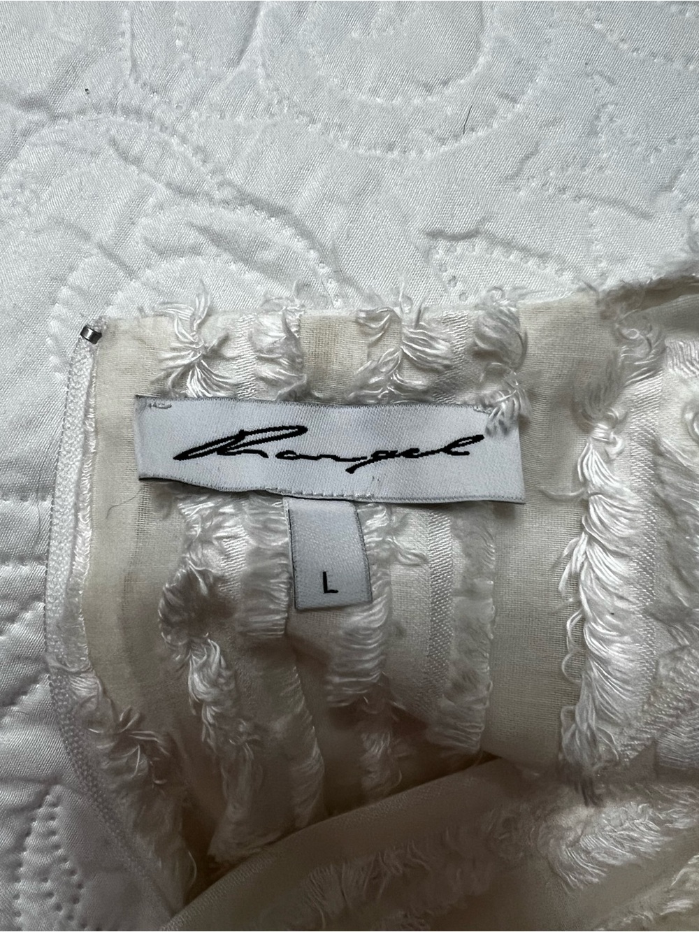 Rangel Chloe Top Ivory Large Sheer And Fur Stripes Zipper Crop Top - Picture 4 of 12